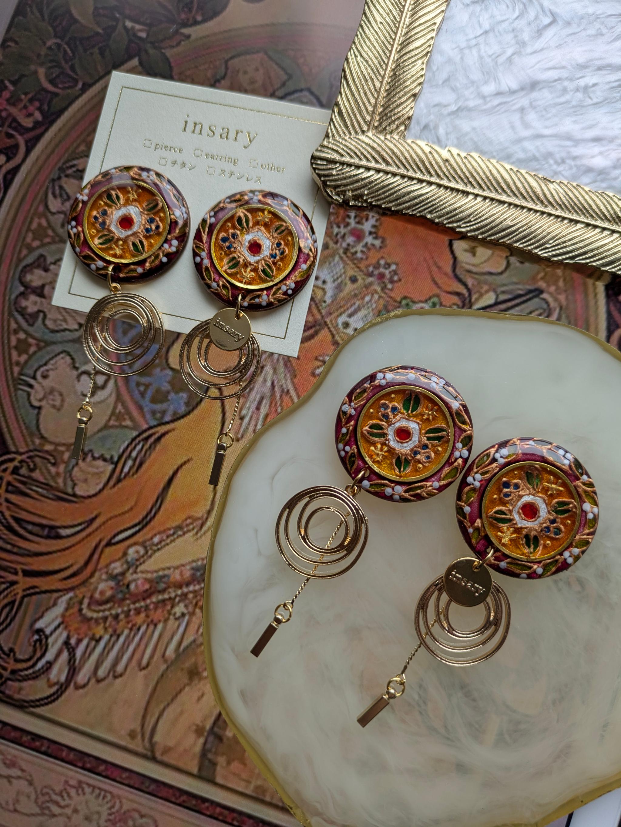 絵画の耳飾り　ピアス/イヤリング【ミュシャ】