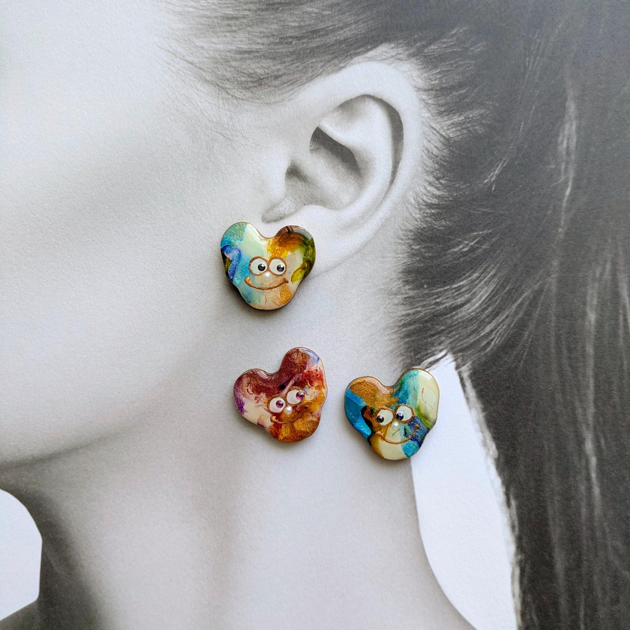 ユニークなハートの耳飾り | 4枚目