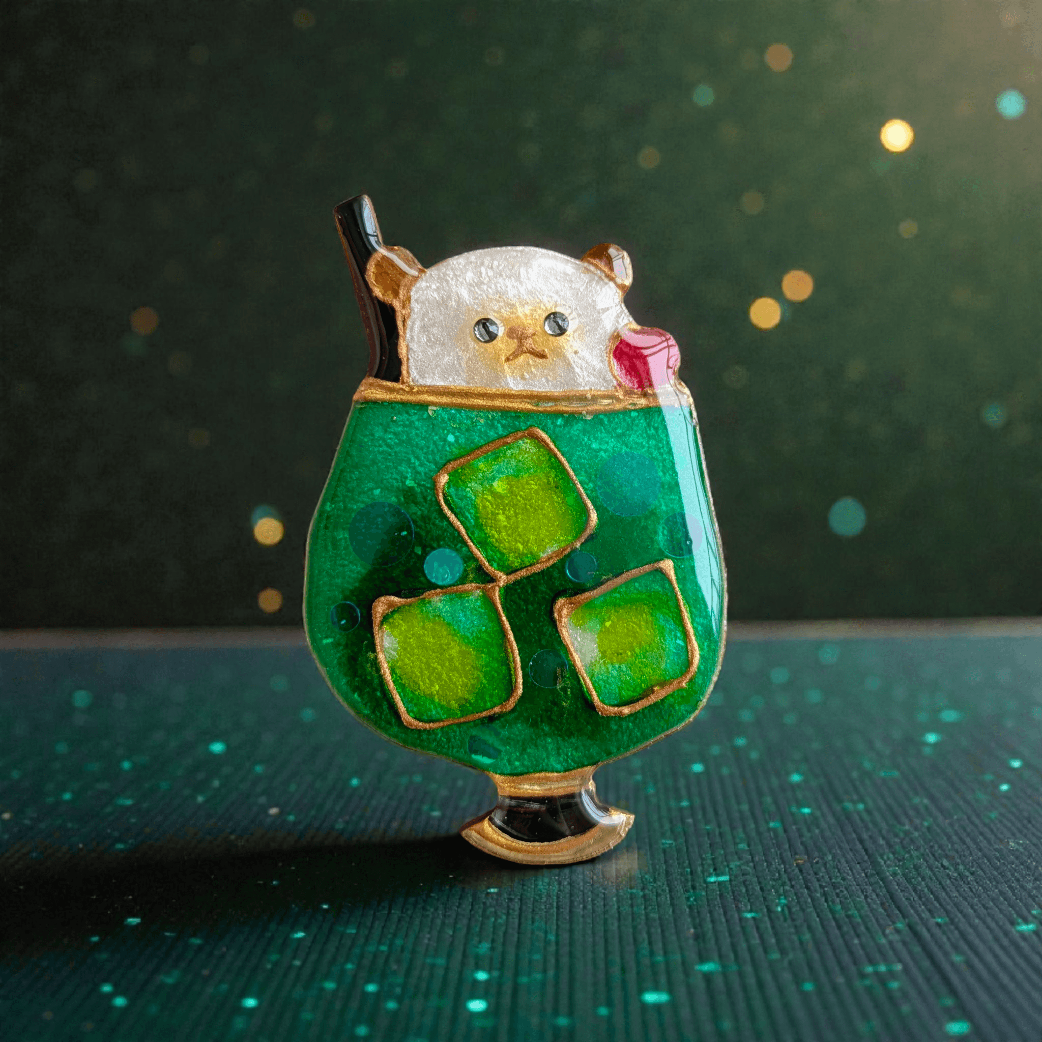 クマメロンソーダのブローチ