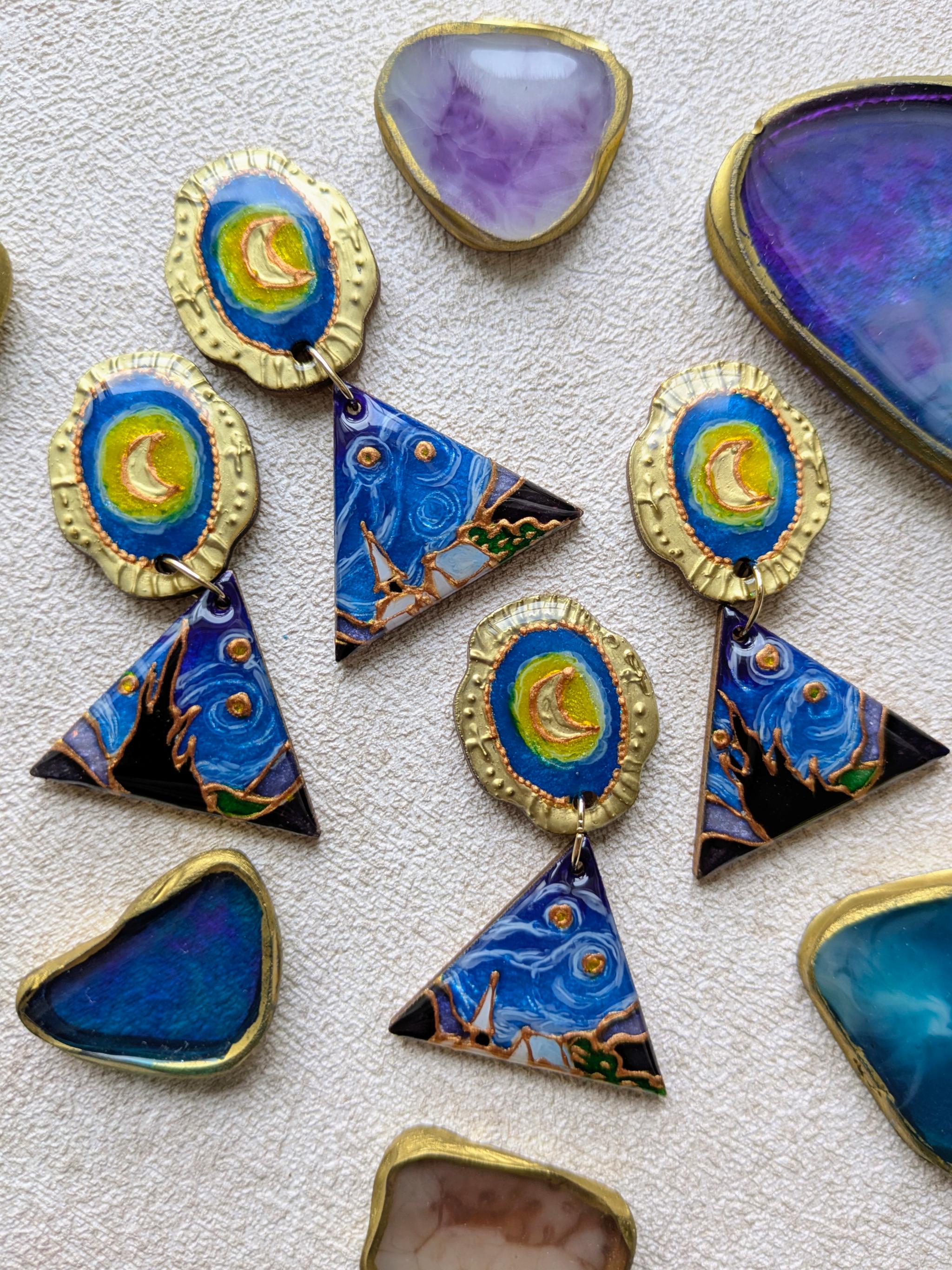 絵画の耳飾り　ピアス/イヤリング【星月夜】 | 3枚目